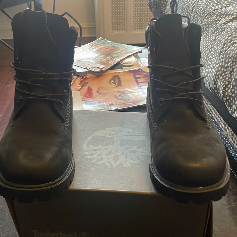 Big kid black suede timberland boots